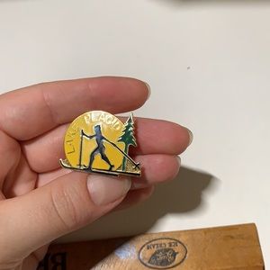 Vintage Lake Placid Sunset Skiiiii Pin